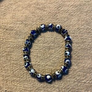 Evil eye Blue and Silver Beaded Bracelet